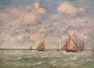 Et havlandskap, c1850 av Eugene Louis Boudin