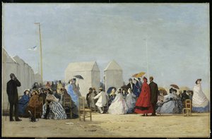 Strand nær Trouville, 1864 av Eugene Louis Boudin
