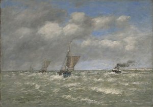 Båter som returnerer til havn, Trouville, 1894 av Eugene Louis Boudin