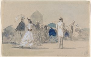Crinolines on the Beach, ca. 1865. av Eugene Louis Boudin