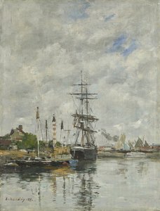 Deauville, båtbassenget, 1887 av Eugene Louis Boudin