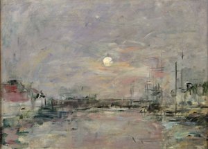 Skumring på den kommersielle kaien i Le Havre, ca. 1892-94 av Eugene Louis Boudin