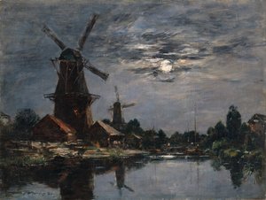 Nederlandske vindmøller av Eugene Louis Boudin