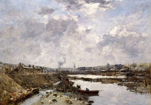 Fecamp, den indre havnen under bygging, 1883 av Eugene Louis Boudin