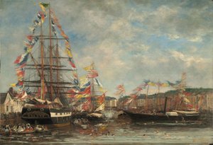 Festival i havnen i Honfleur, 1858. av Eugene Louis Boudin