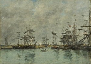 Havnescene av Eugene Louis Boudin