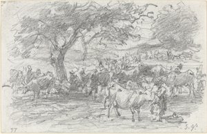Gjeter og storfe, 1877. av Eugene Louis Boudin