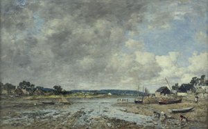 Landskap med vaskekoner, 1873 av Eugene Louis Boudin
