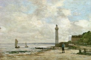 Fyret i Honfleur, 1864-66 av Eugene Louis Boudin