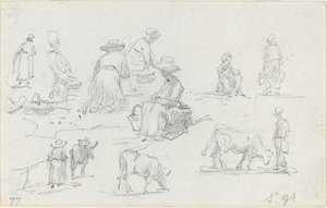 Bønder og kyr [recto], 1877. av Eugene Louis Boudin