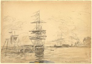 Skip i havnen, ca. 1875. av Eugene Louis Boudin