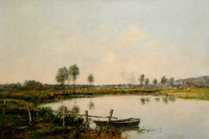 Vannengene i Deauville, Frankrike (olje på lerret) av Eugene Louis Boudin