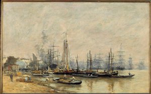 Havnen i Bordeaux Fartøy på Garonne. Maleri av Eugene Louis Boudin (1824-1898) 1874 Søn. 0,41x0,65 m Paris, musee d