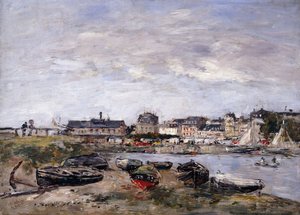 Trouville: Utsikt mot Deauville på markedsdagen; Trouville: Utsikt tatt fra Deauville, a Day's Walk, 1895 av Eugene Louis Boudin
