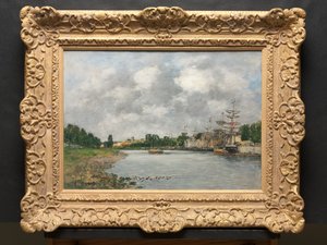 Utsikt over havnen i Saint-Valéry-sur-Somme av Eugene Louis Boudin