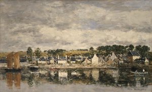 Landsby ved en elv, sannsynligvis 1867. av Eugene Louis Boudin