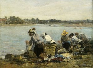 Vaskedamer ved Torque; Vaskekvinnene på La Touque, av Eugene Louis Boudin