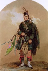 En Piper of the 79th Highlanders ved Chobham Camp i 1853 av Eugene Louis Lami