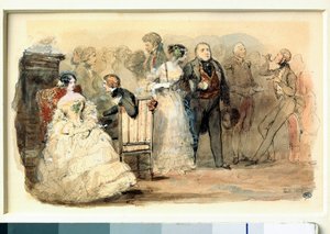 En mottakelse under Louis Philippe Watercolor av Eugene Lami (1800-1890) av Eugene Louis Lami