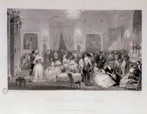 En sosial kveld med hertugen av Orleans (Ferdinand-Philippe eller Ferdinand Philippe d'Orleans) (1810-1842) i Paris. Gravering av Eugene Louis Lami (1800-1890) 1841 Privat samling av Eugene Louis Lami