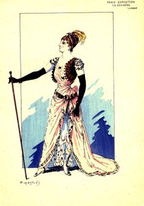 Kostyme til stykket "The Gossip". 1889 (gravering) av Eugene Mesples