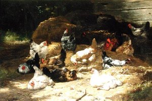 Kyllinger (olje på lerret) av Eugene Remy Maes
