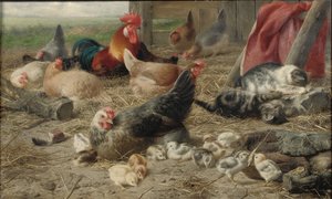 In the Barnyard (olje på lerret) av Eugene Remy Maes