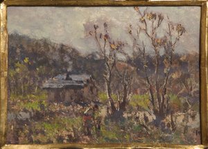 Farmstead (olje og tempera på papir)