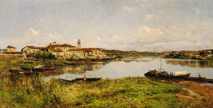 Utsikt over Sesto Circalende, ca. 1885 (olje på lerret)