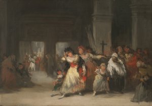 Inne i kirken, ca. 1860-66 (olje på blikkplate) av Eugenio Lucas Velázquez