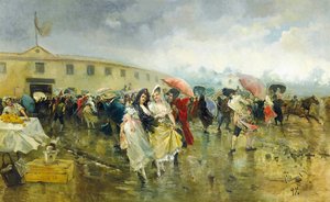 Utenfor tyrefekterarenaen, Madrid, 1897 av Eugenio Lucas Villamil