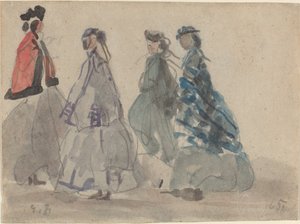 Fire kvinner på Trouville av Eugène Boudin