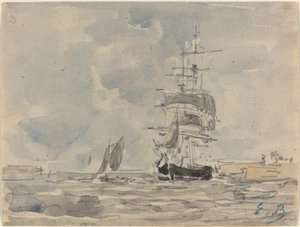Havlandskap med seilfartøy