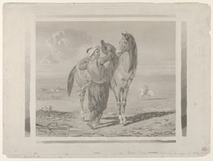 En tyrker som saler hesten sin, 1824., 1824. av Eugène Delacroix