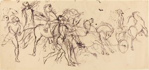 Vognkjørere recto og verso. av Eugène Delacroix