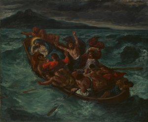 Kristus sov under stormen, ca. 1853. av Ferdinand Victor Eugene Delacroix