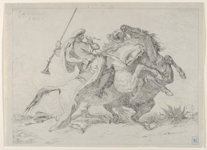 Kollisjon av mauriske ryttere, 1834., 1834. av Eugène Delacroix