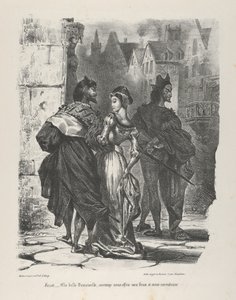 Faust prøver å forføre Marguerite Goethe, Faust, 1825-27., 1825-27. av Eugène Delacroix