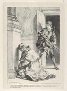 Hamlet forsøker å drepe kongen, 1834-43., 1834-43. av Eugène Delacroix