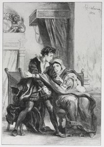 Hamlet: Hamlet og dronningen av Eugène Delacroix