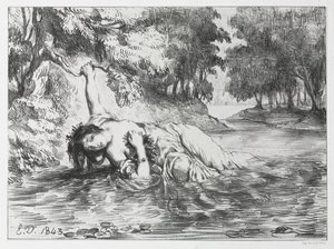 Hamlet: Ophelias død av Eugène Delacroix
