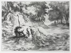 Hamlet: Ophelias død, 1843. av Eugène Delacroix