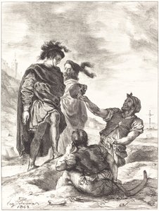 Hamlet og Horatio før gravegraverne (akt V, scene I) av Eugène Delacroix
