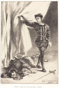Hamlet and the Body of Polonius Act III, Scene IV, 1835. av Eugène Delacroix