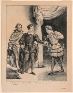 Illustrasjon for Hamlet: Hamlet og Guildenstern (III,2) av Eugène Delacroix