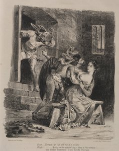 Illustrasjoner for Faust: Faust i fengselet til Marguerite av Eugène Delacroix