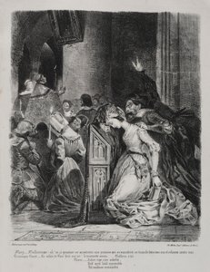 Illustrasjoner for Faust: Marguerite i kirken av Eugène Delacroix