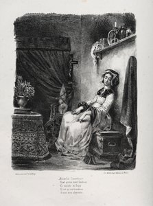 Illustrasjoner for Faust: Marguerite med hjulet av Eugène Delacroix