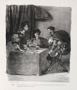 Illustrasjoner for Faust: Mephistopheles er på Marthe av Eugène Delacroix
