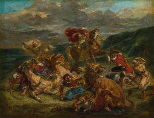 Løvejakt, 186061. av Eugène Delacroix